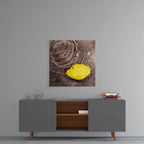 Yellow Leaf Glass Wall Art