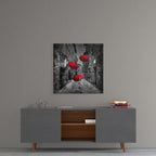 Red Umbrella Glass Wall Art