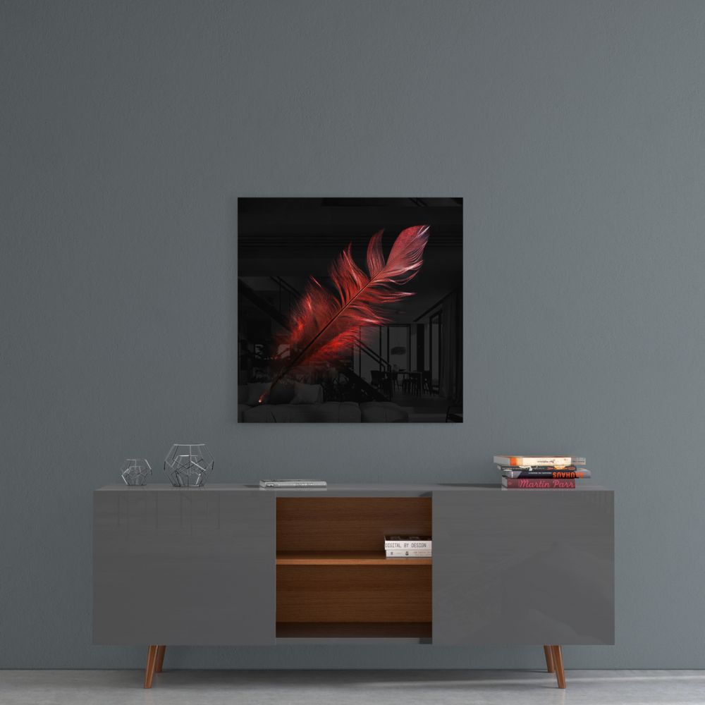 Colored Feather Glass Wall Art