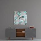 Green Flower Glass Wall Art