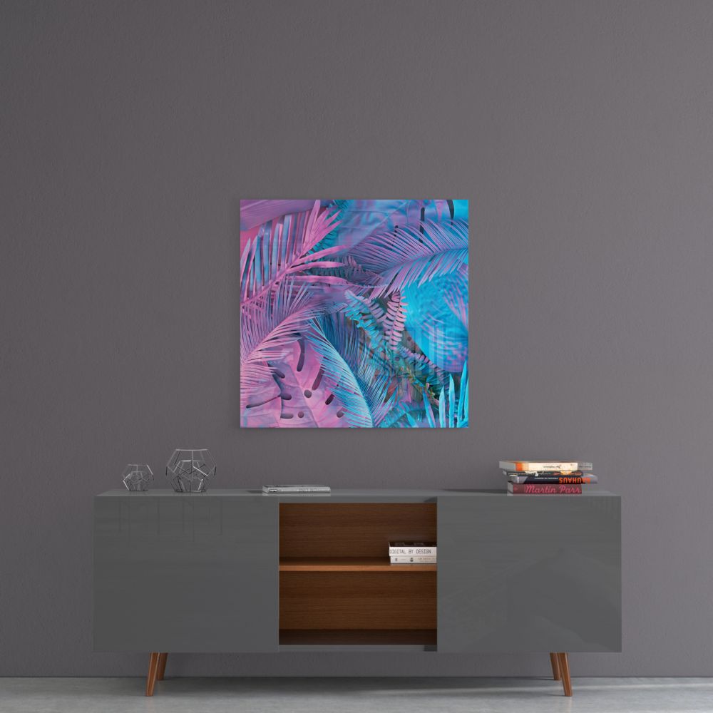 Tropical Leaves Glass Wall Art