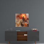 Golden Chaos Abstract Glass Wall Art