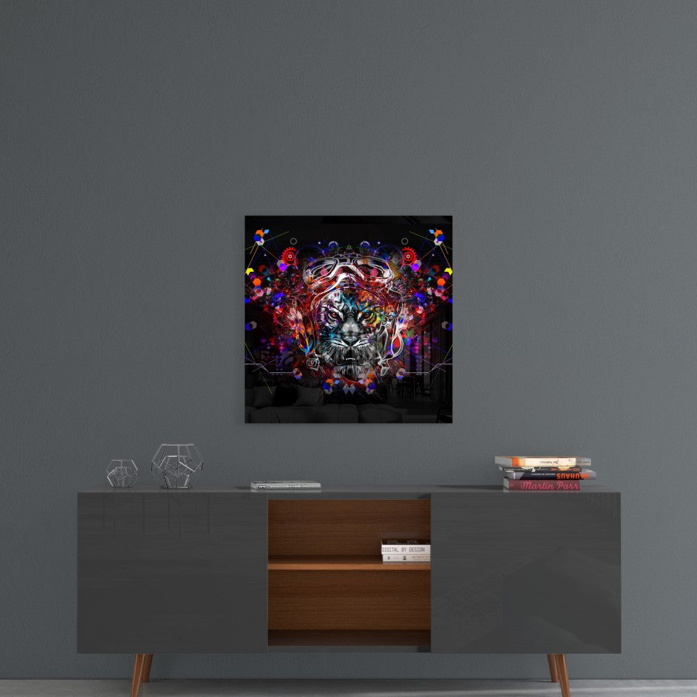 Mechanical Tiger Glass Wall Art