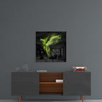 Green Parrot Glass Wall Art