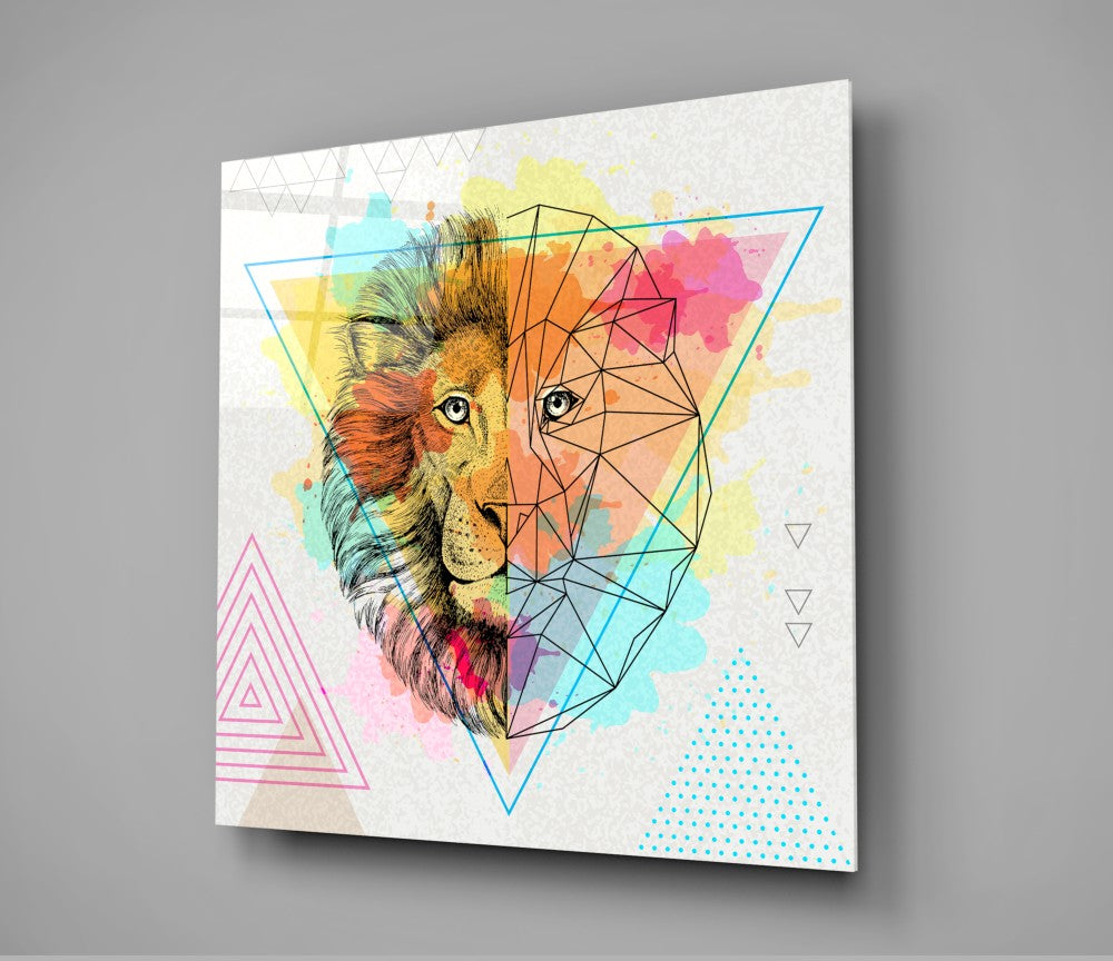 Fact and Fiction Lion Glass Wall Art