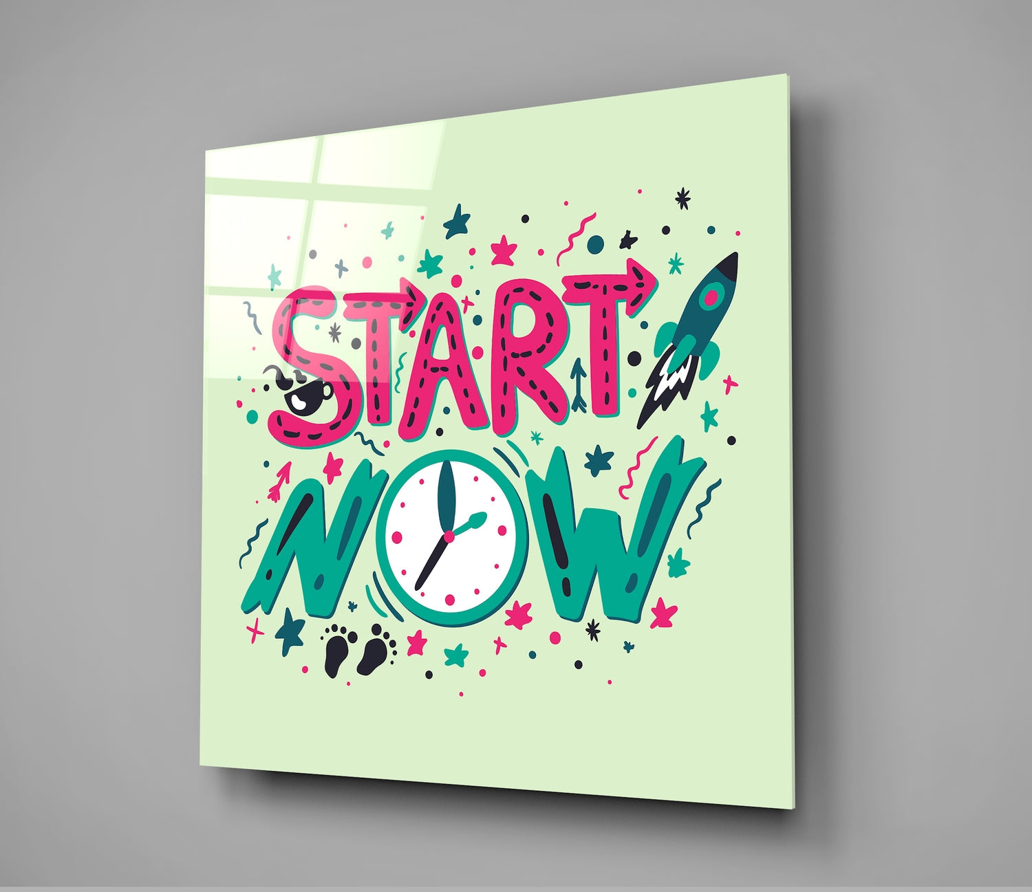 ‚ÄúStart Now‚Äù Glass Wall Art