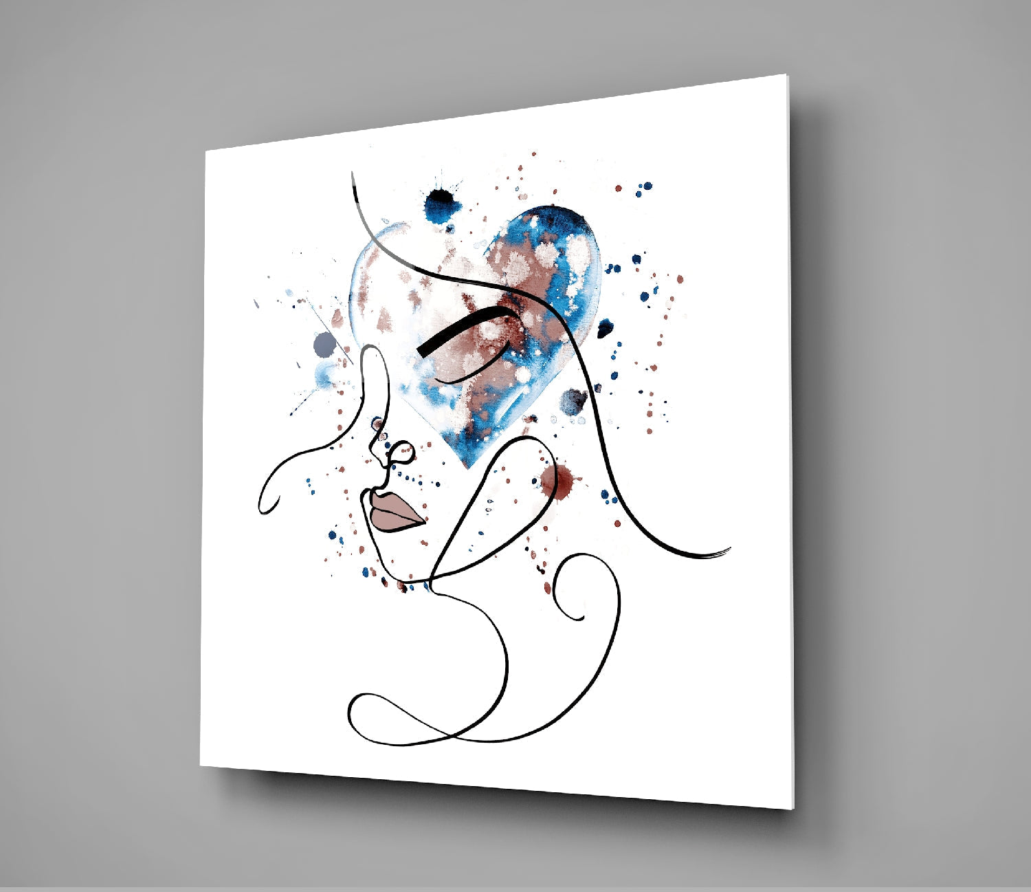 Face of Lines Glass Wall Art | Insigne Art Design
