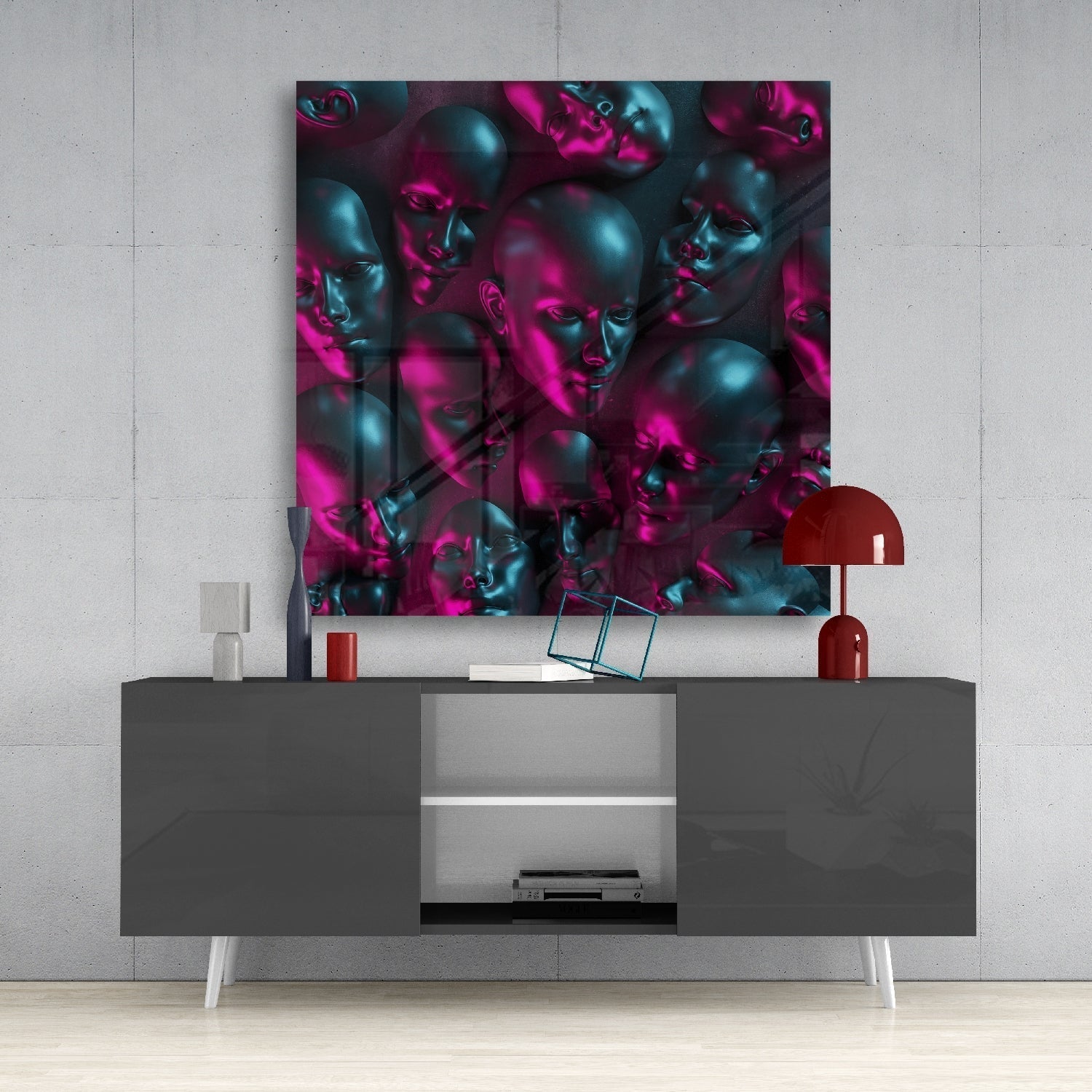 Metallic Faces Glass Wall Art | Insigne Art Design