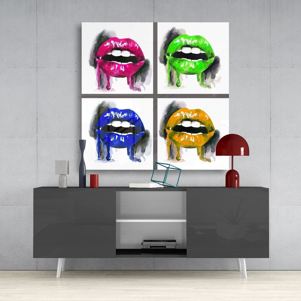 Colored Lips Glass Wall Art | Insigne Art Design