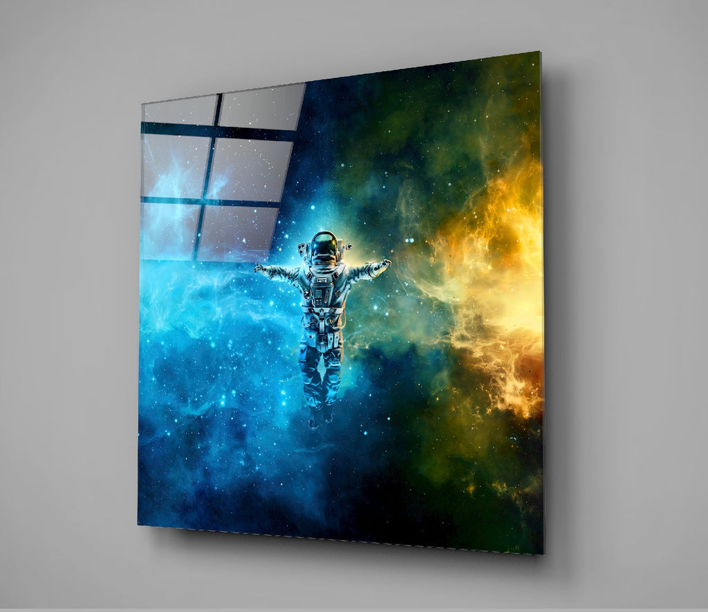 Astronaut in Space Glass Wall Art | Insigne Art Design