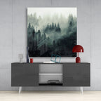 Foggy Forest Glass Wall Art | Insigne Art Design