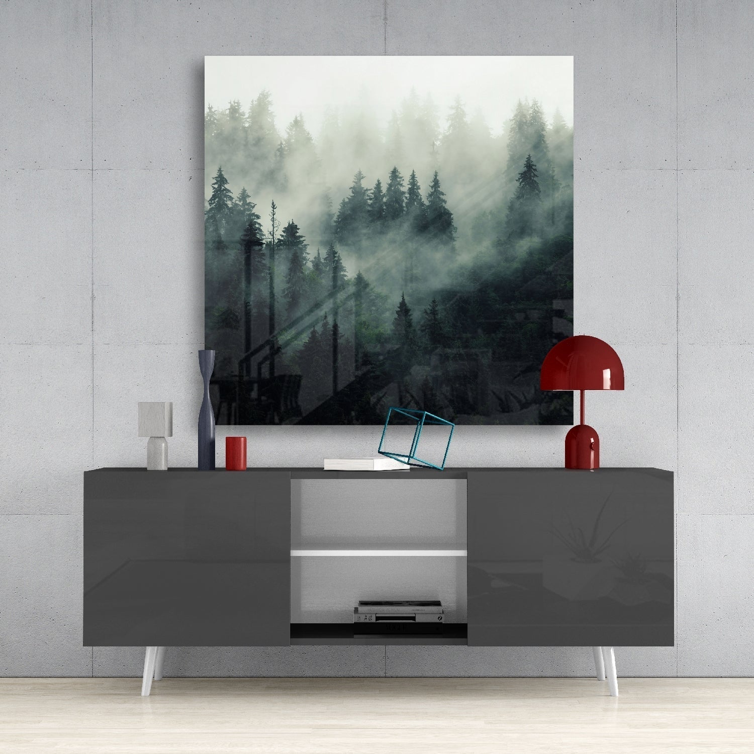 Foggy Forest Glass Wall Art | Insigne Art Design