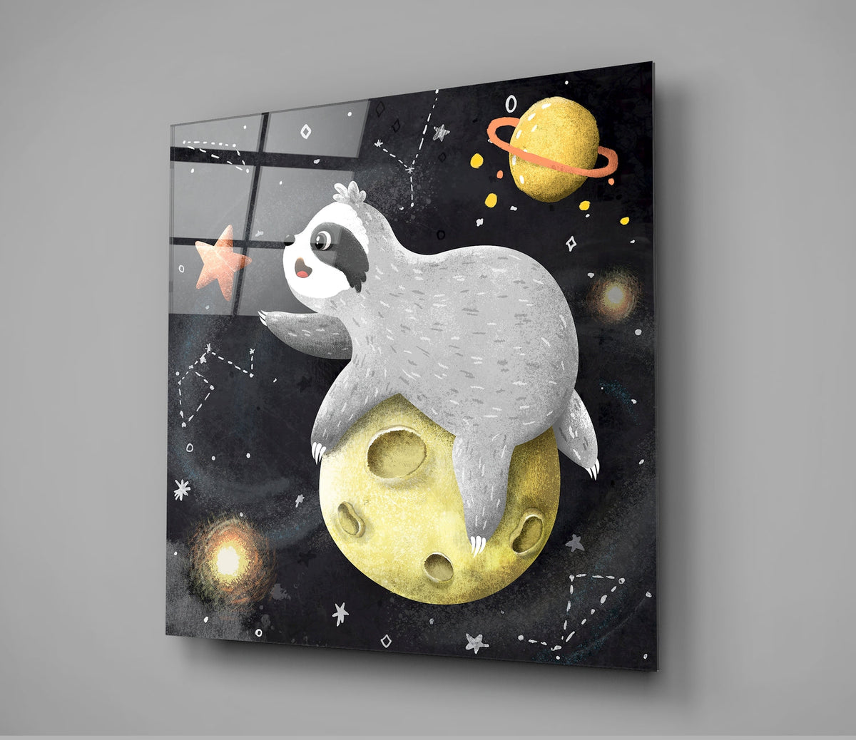 Laziness on the Moon Glass Wall Art | Insigne Art Design