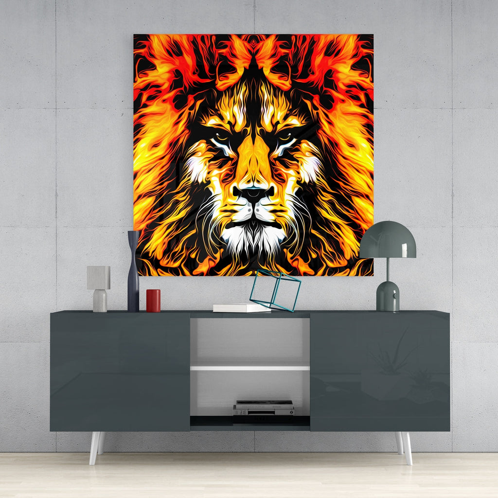 Lion Glass Wall Art | Insigne Art Design