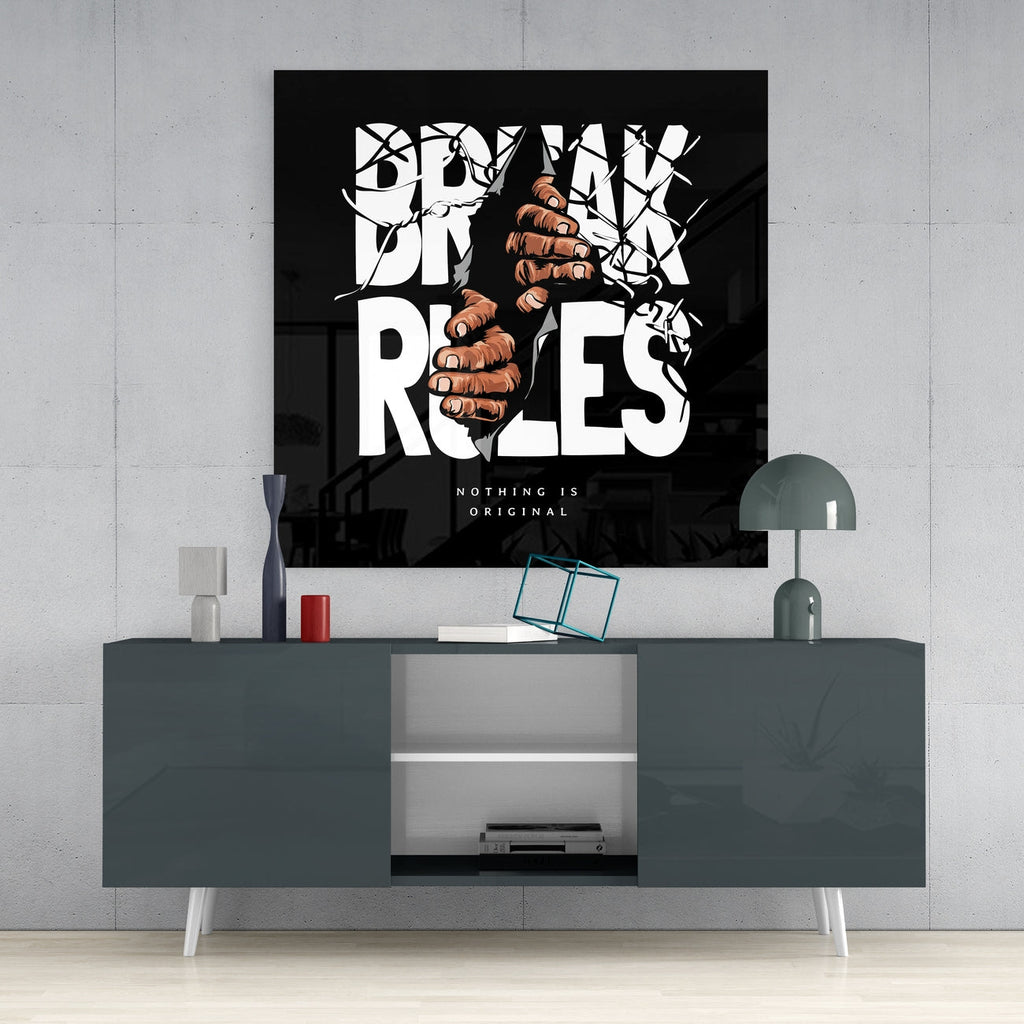 Rule Breaker Glass Wall Art | Insigne Art Design