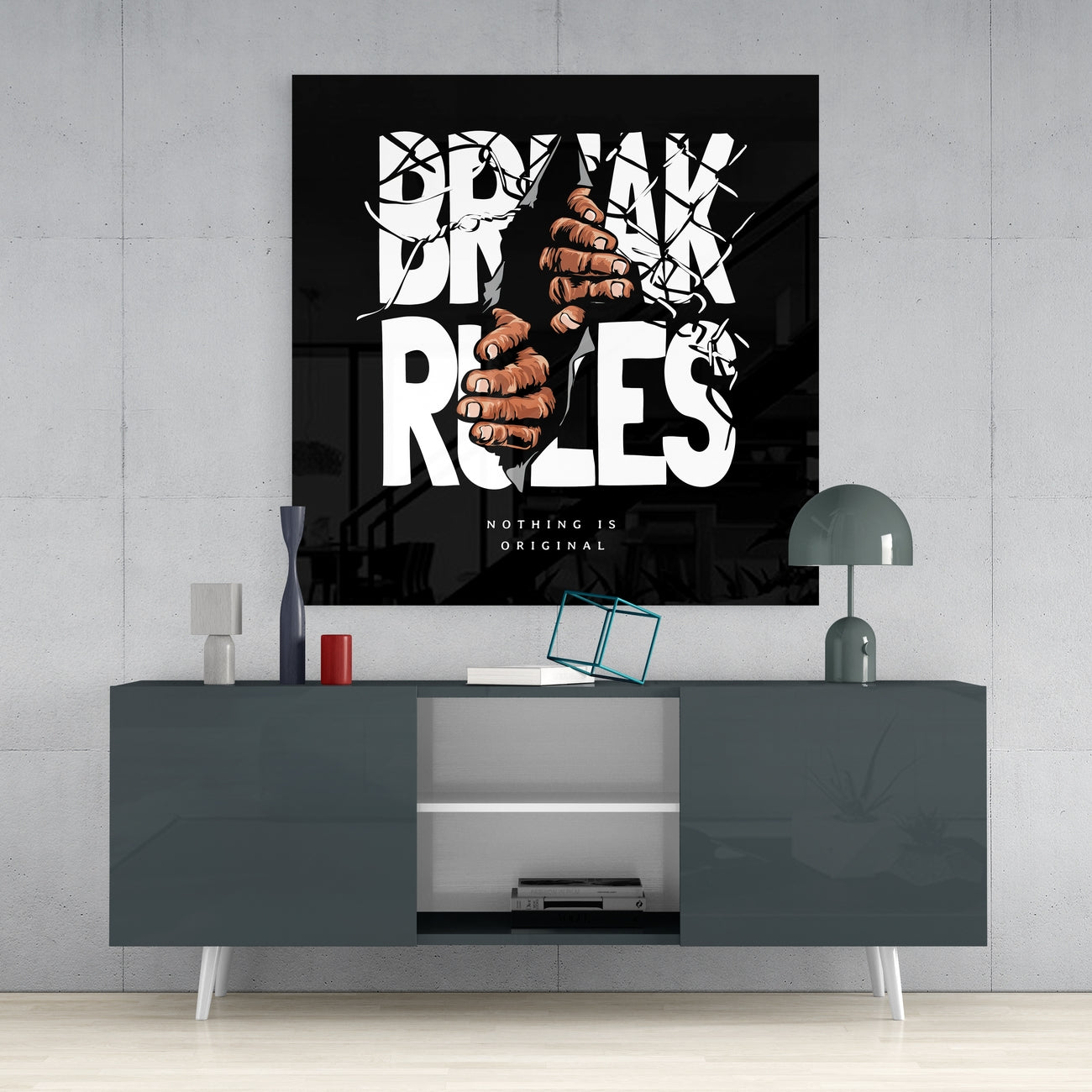 Rule Breaker Glass Wall Art | Insigne Art Design