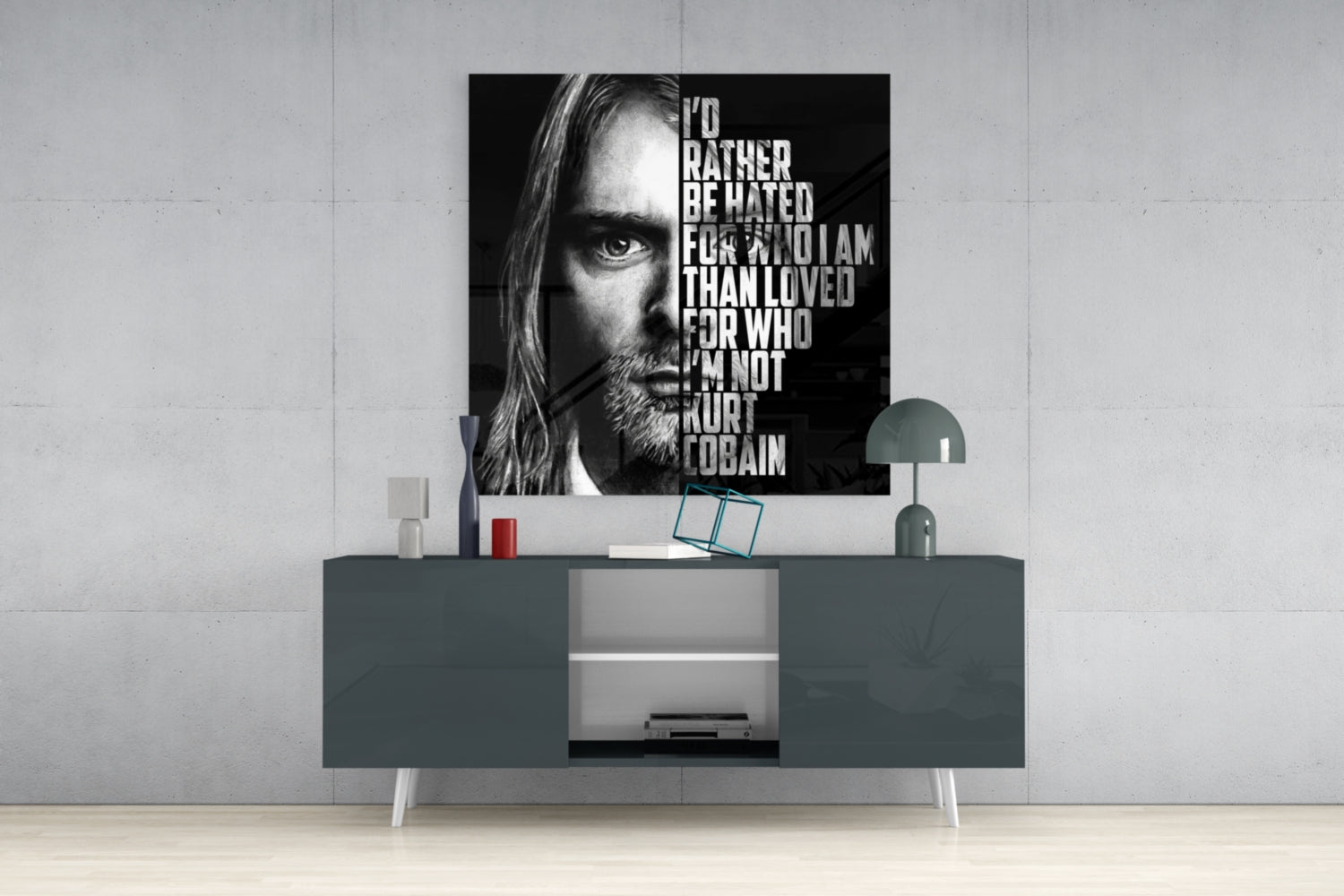 Kurt Cobain  Glass Wall Art