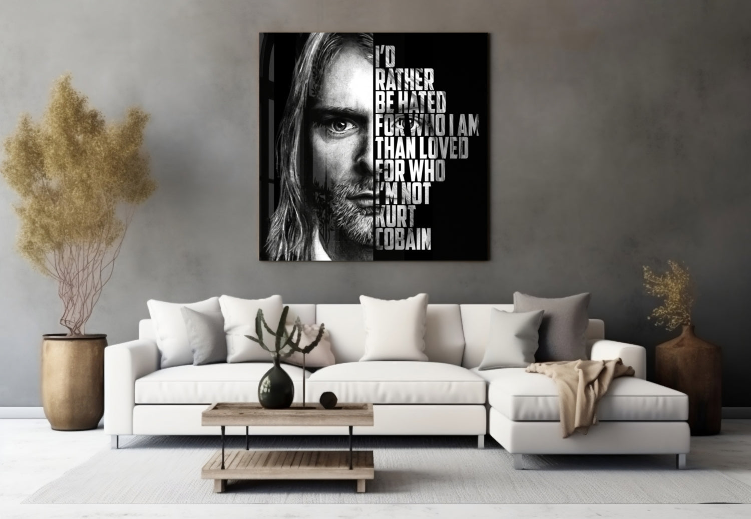 Kurt Cobain  Glass Wall Art