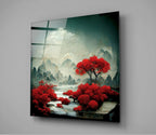 Red Forest Glass Wall Art  || Designer Collection | Insigne Art Design