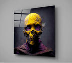 Yellow Mask Glass Wall Art  || Designer Collection | Insigne Art Design