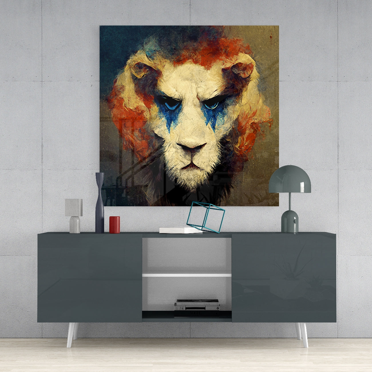 Lion Clown Glass Wall Art  || Designer Collection | Insigne Art Design