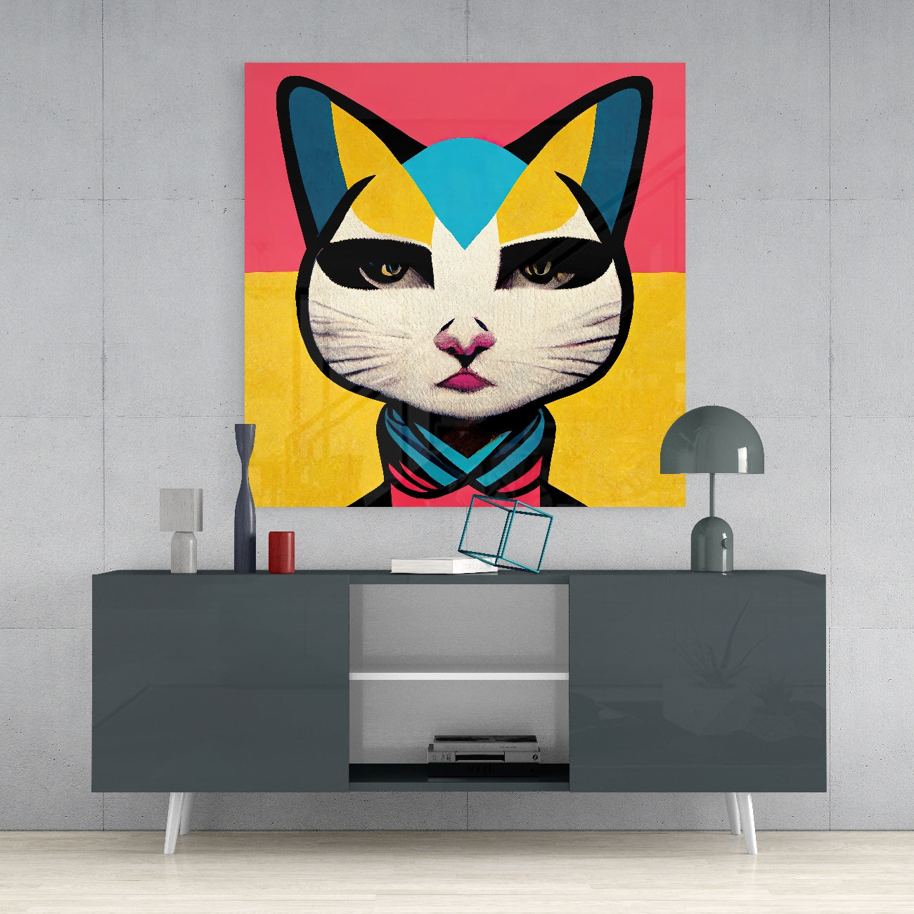 Ms. Cat Glass Wall Art  || Designer Collection | Insigne Art Design