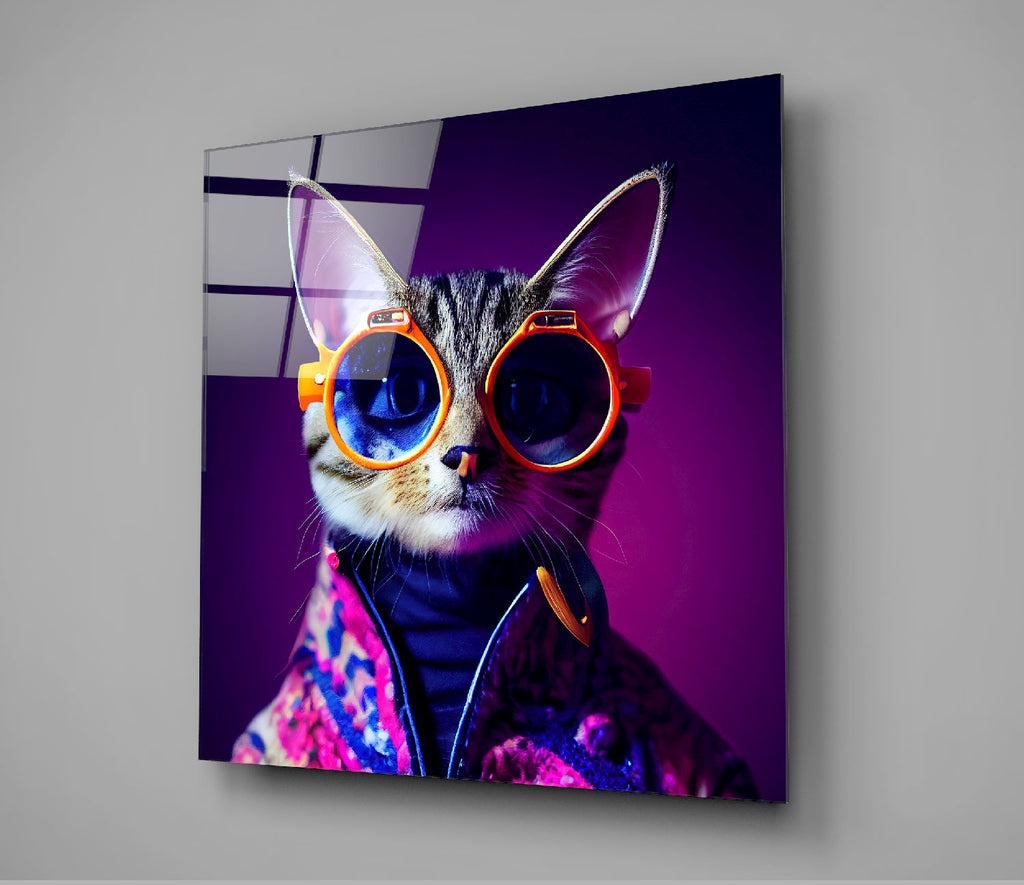 Curious Cat Glass Wall Art  || Designers Collection | Insigne Art Design
