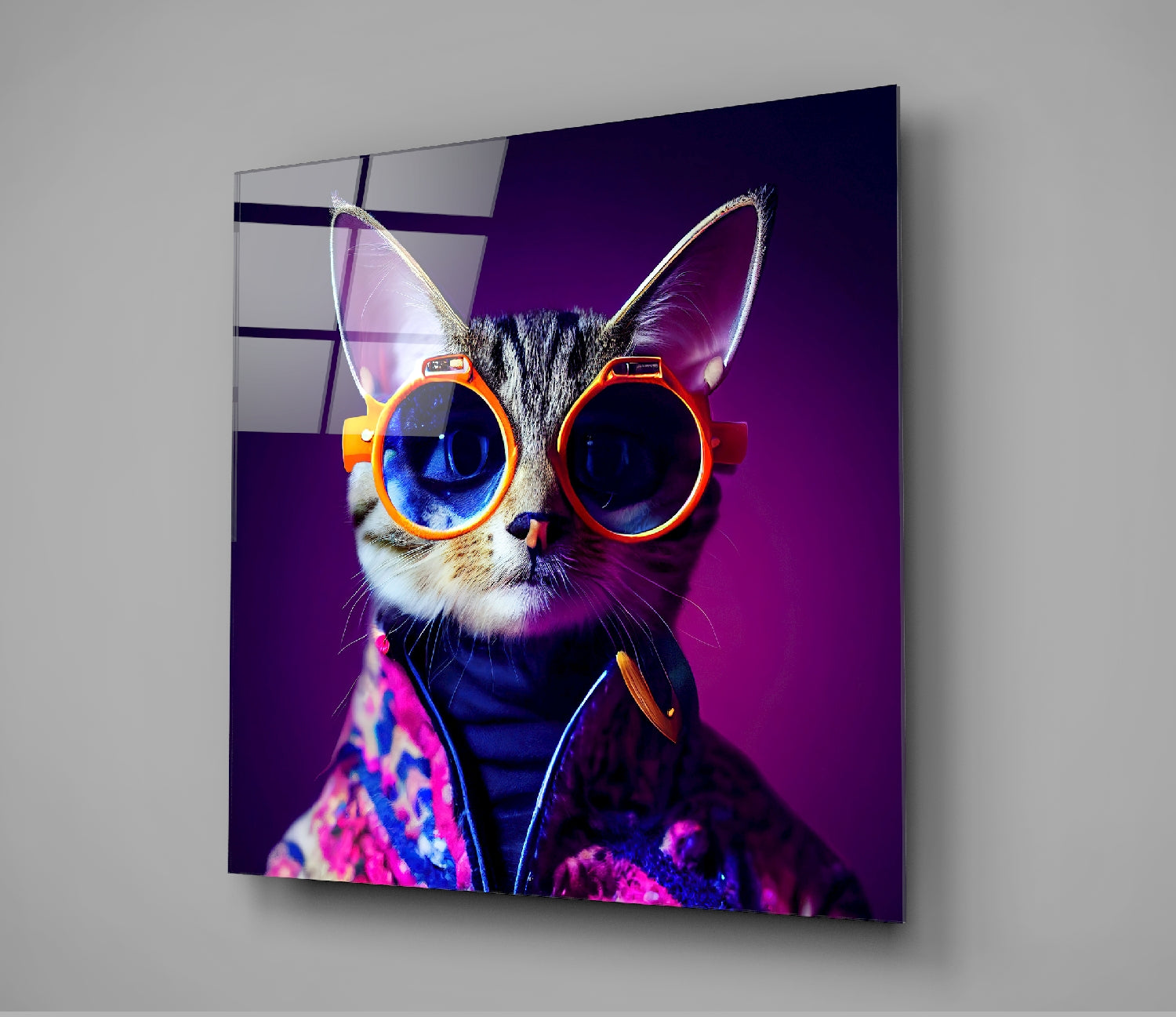 Curious Cat Glass Wall Art  || Designers Collection | Insigne Art Design