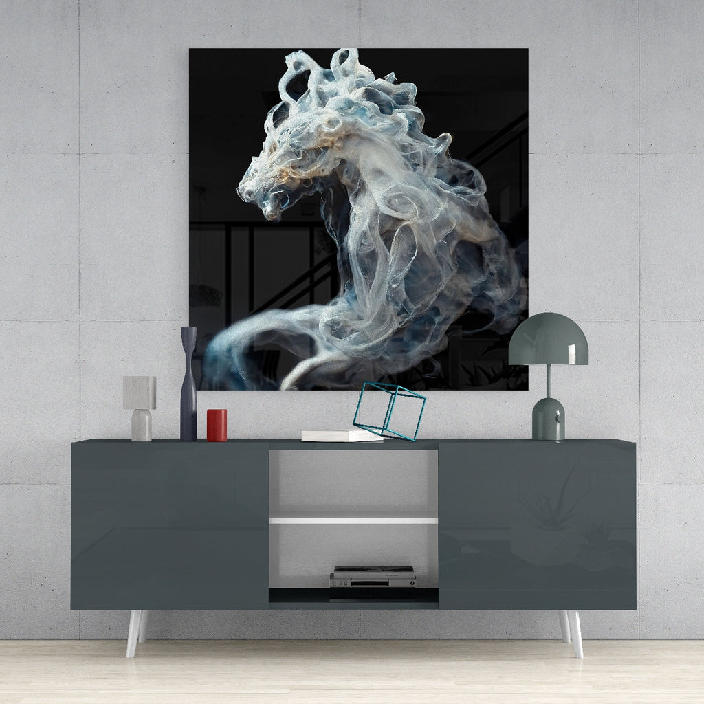 Smoky Horse Glass Wall Art  || Designer Collection | Insigne Art Design
