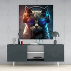 Punky Cat Glass Wall Art  || Designer Collection | Insigne Art Design