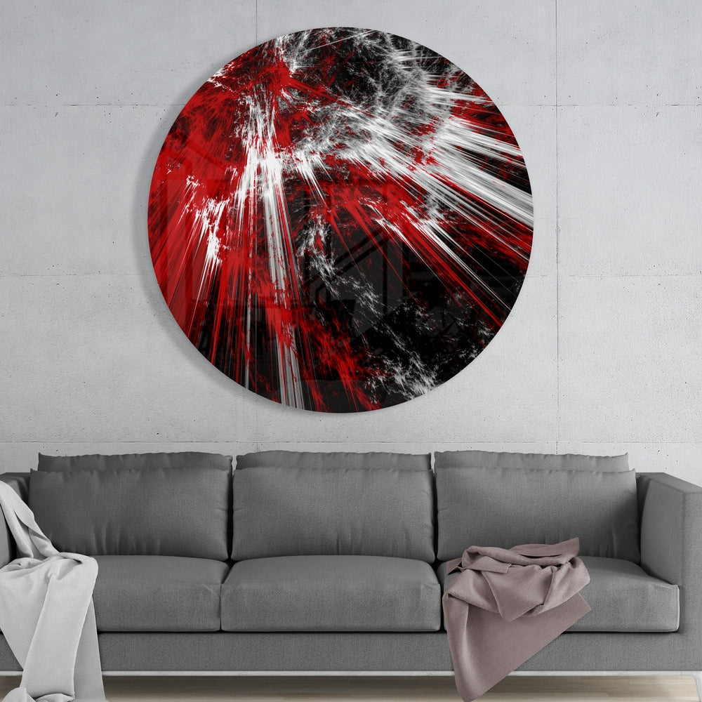 Red Explosion Glass Wall Art