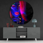 Neon Woman Glass Wall Art