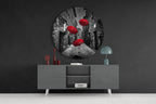 Red Umbrellas Glass Wall Art