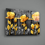 Yellow Rose Glass Wall Art