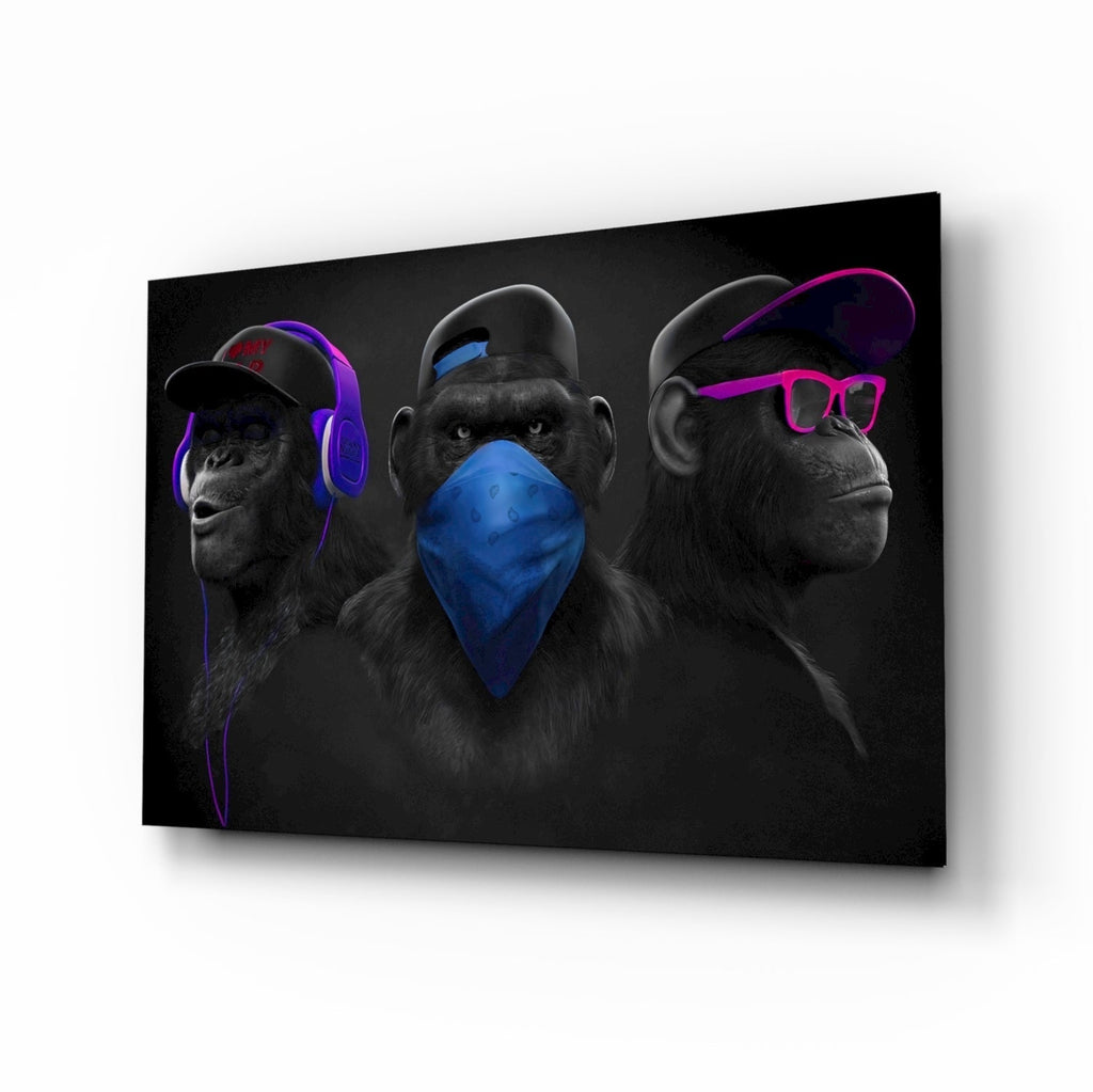 Three Wise Monkeys Glass Wall Art