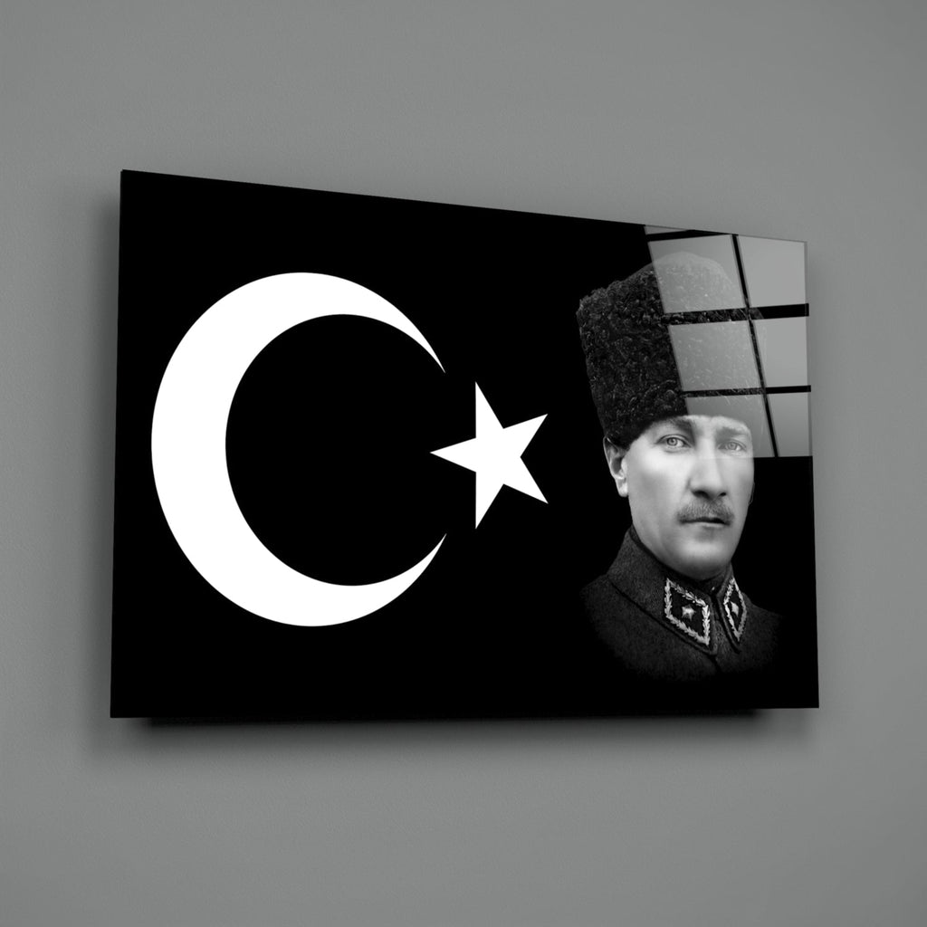 Turkish Flag and Atat√ºrk Glass Wall Art
