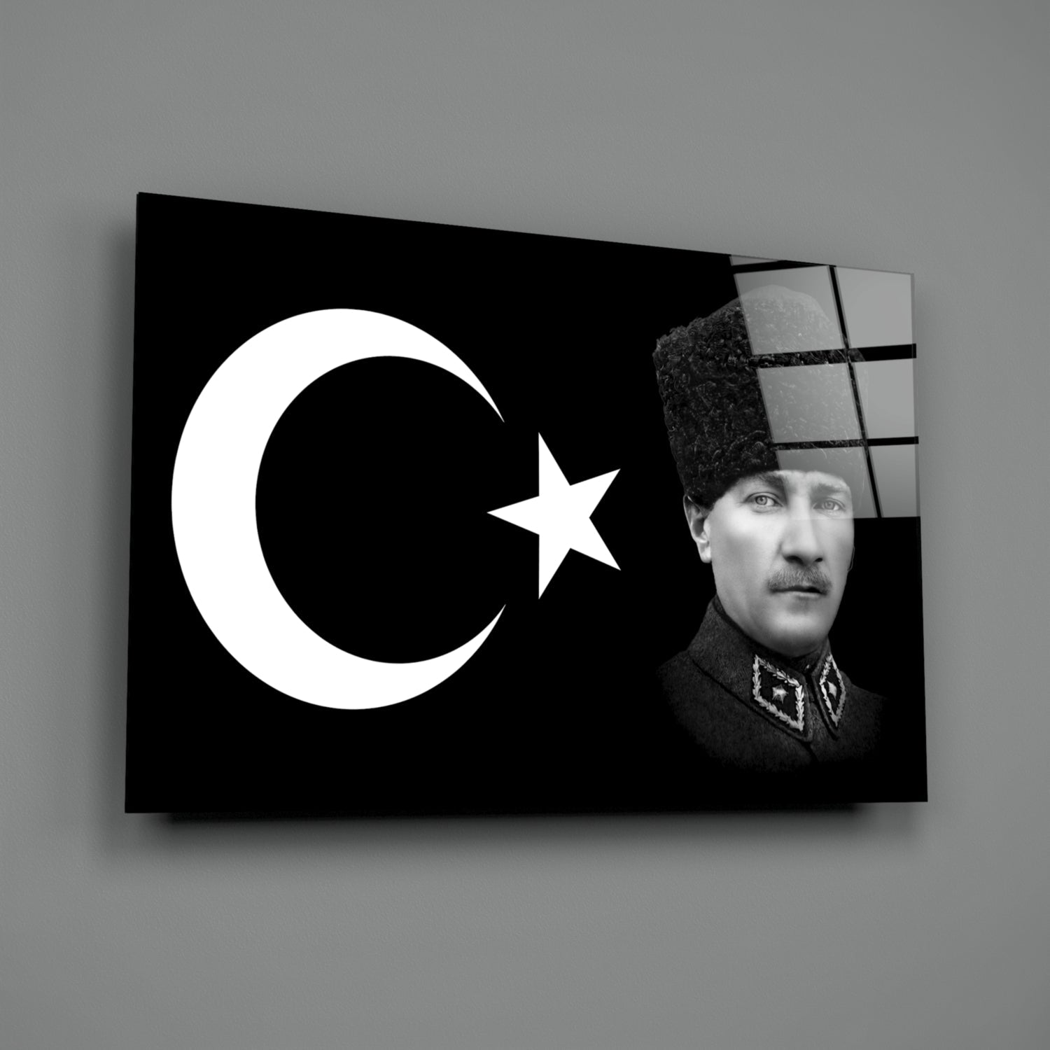 Turkish Flag and Atat√ºrk Glass Wall Art