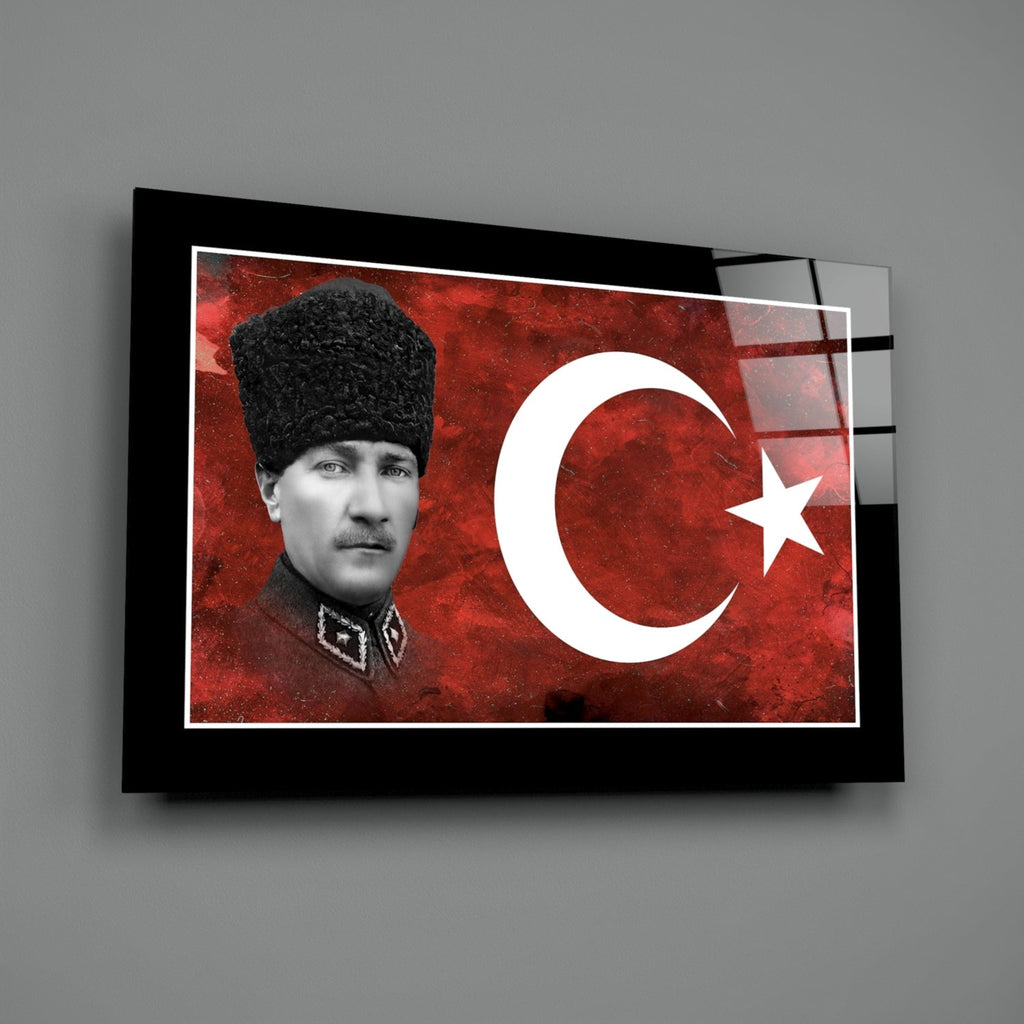 Turkish Flag and Atat√ºrk Glass Wall Art