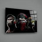 3 Wise Monkeys Glass Wall Art || Designer's Collection