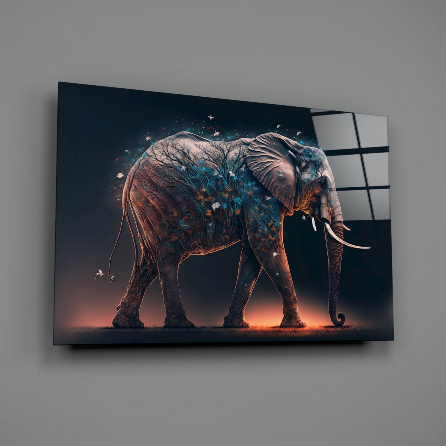 Glory of an Elephant Glass Wall Art || Designer's Collection