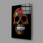Flowery Skull Glass Wall Art || Designer's Collection