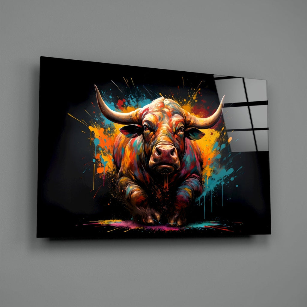 Bull Glass Wall Art|| Designer's Collection