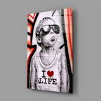 I Love Life Glass Wall Art || Designer Collection