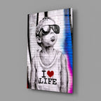 I Love Life Glass Wall Art || Designer Collection