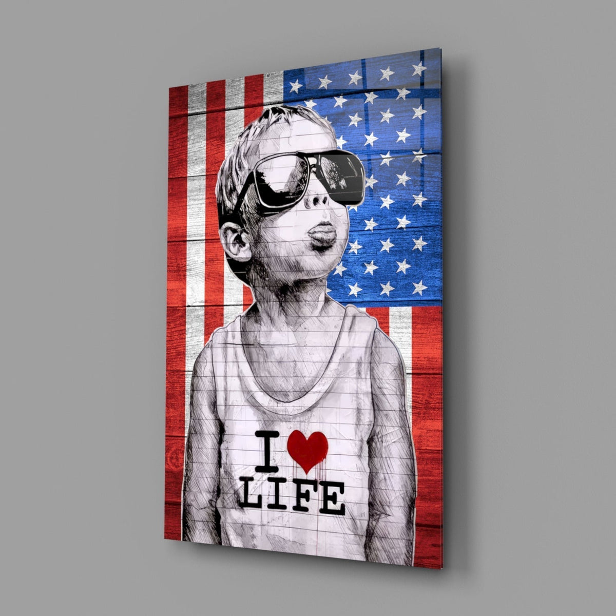 I Love Life Glass Wall Art || Designer Collection