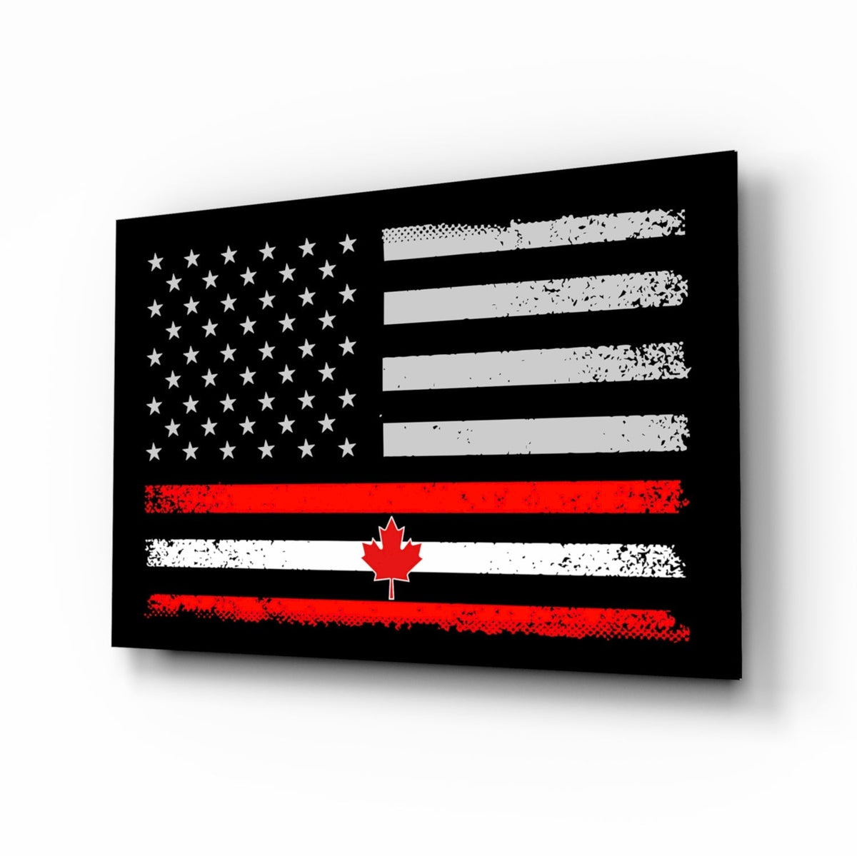 USA-Canada Flag Glass Wall Art || Designer Collection