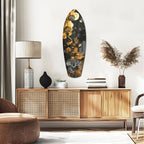 Golden Flower Glass Wall Art