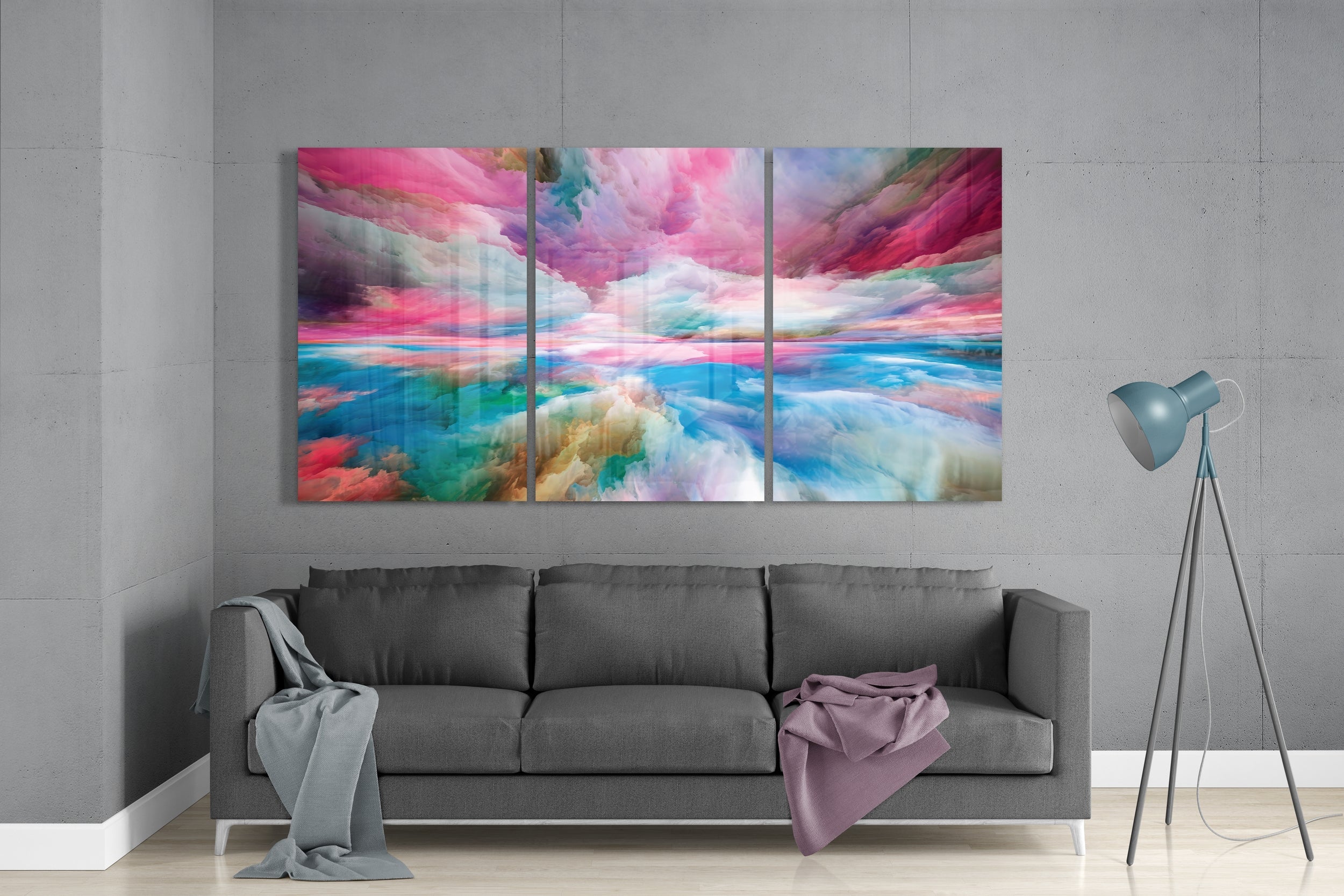 Colourful Clouds Glass Wall Art