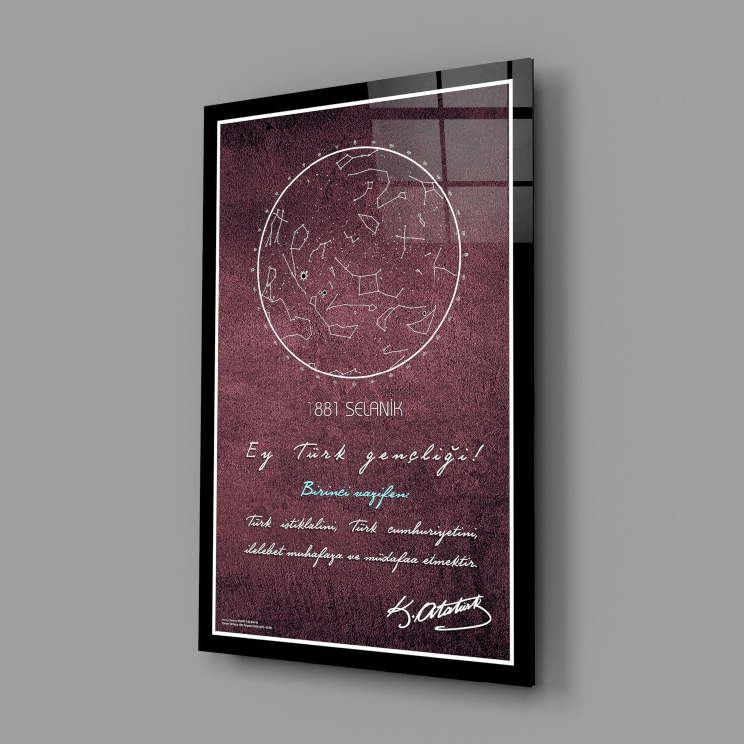 Ataturk Glass Wall Art