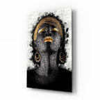 African Woman Portrait Glass Wall Art